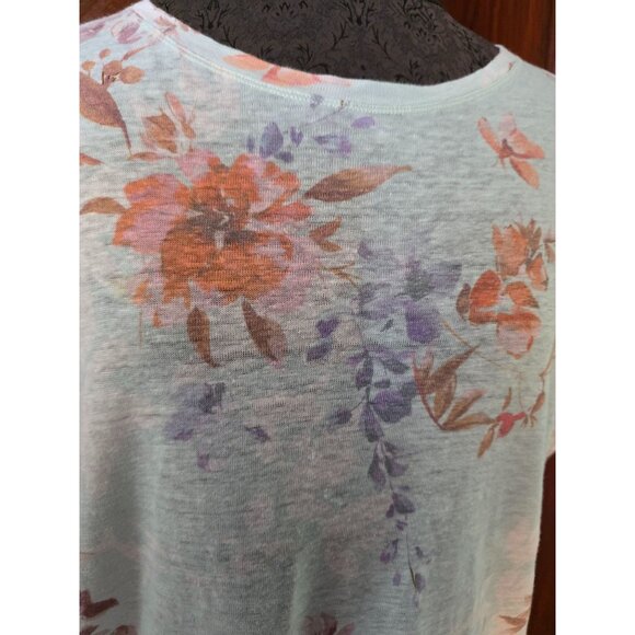 Sundance Womens Floral Short Sleeve Top Tie Hem S Linen - Picture 2 of 8